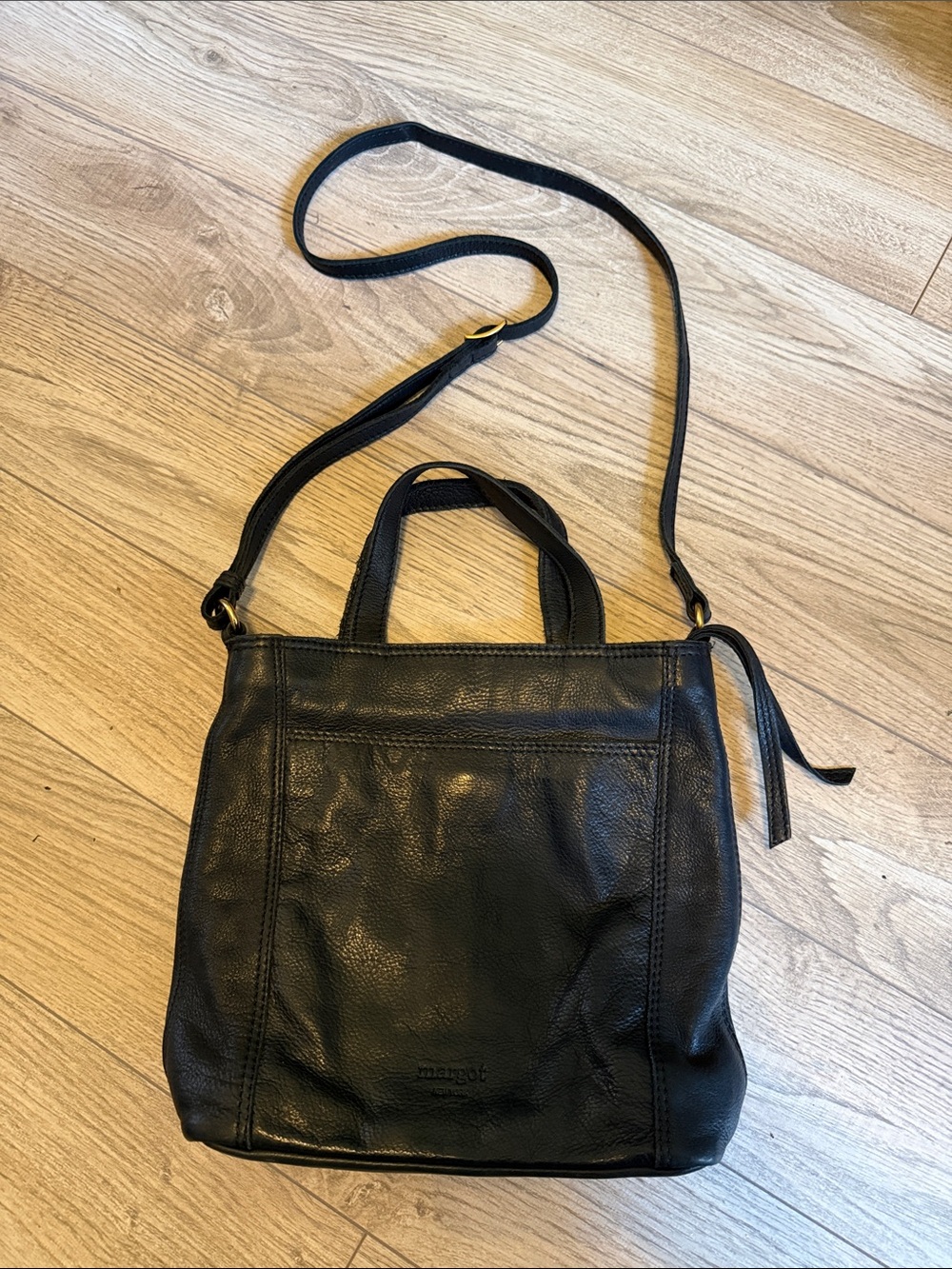 Margot Black Leather Crossbody Bag with Adjustable Strap and Handles